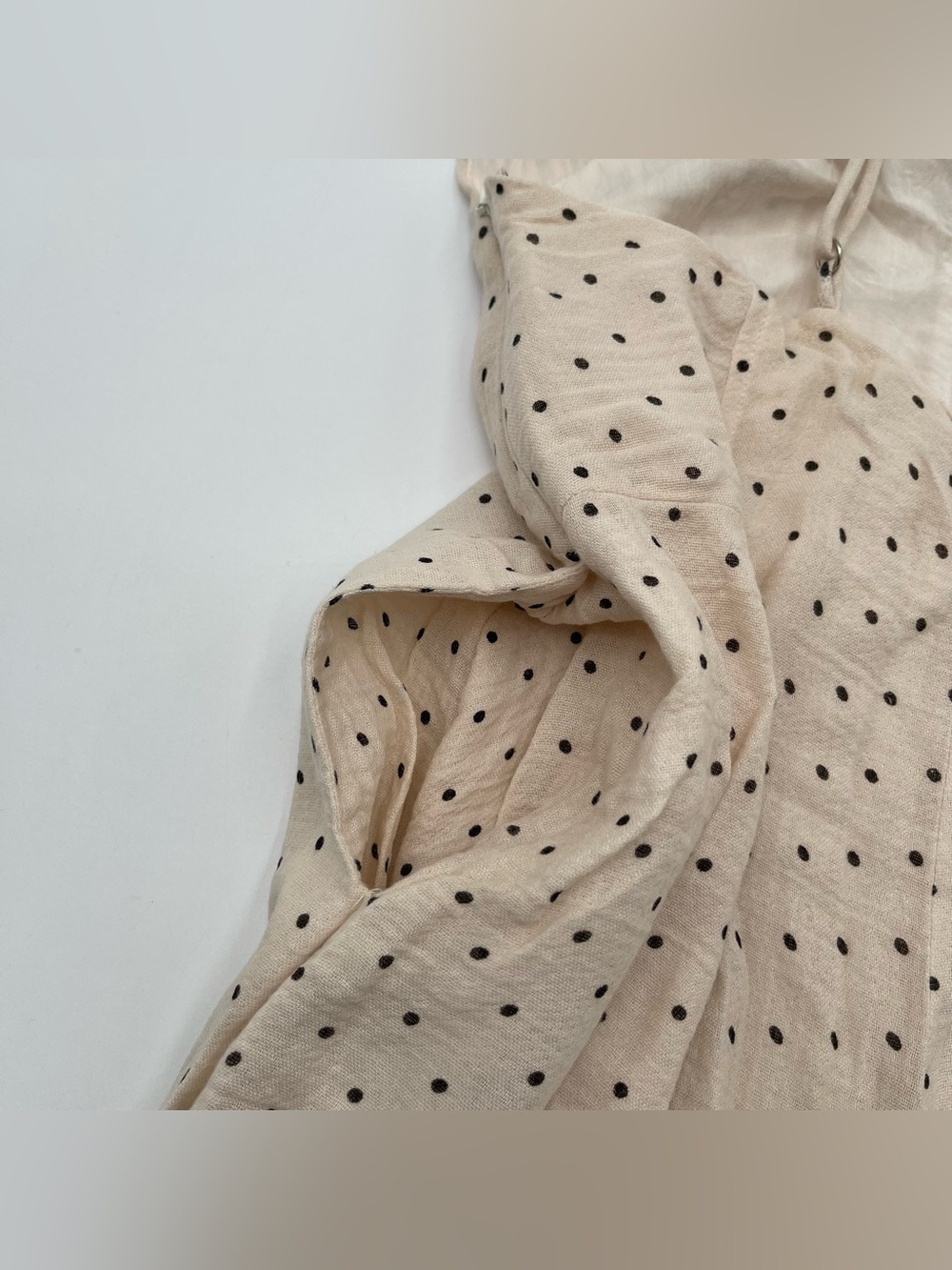 Reset by Jane Ivory Black Polka Dot Cotton blend jumpsuit Strappy Wide Leg Lined - Picture 7 of 10